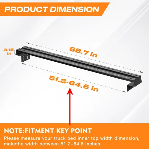Vista 11 de Barra universal para cama de camión con 2 tableros de acero, SYHVU, diseño ajustable multifunción, barra transversal, apta para Dodge Ram