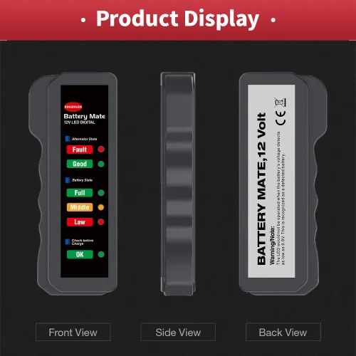 Vista 6 de KINGBOLEN Probador de batería de 12V para auto, Probador de alternador automotriz, Verificador de batería, Analizador para verificar el alternador