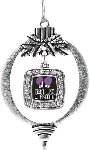 Vista 56 de Inspired Silver - Adorno con dije de reina de rodillo - Adornos navideños cuadrados de plata con joyas de circonita cúbica