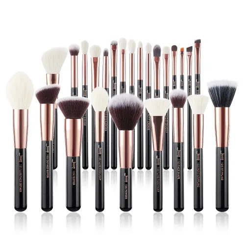Vista 13 de Jessup Juego de 25 brochas de maquillaje profesional, base, polvo, corrector, sombra de ojos, difuminado, rubor, iluminador, brochas de cerdas
