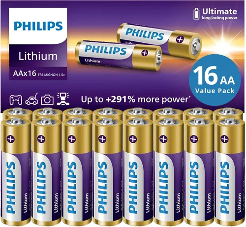 Vista 13 de PHILIPS Paquete de 8 baterías AA de litio, batería doble AA de litio de larga duración, pilas AA de alta capacidad de 1.5 V para dispositivos