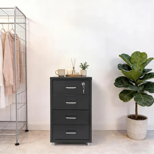 Vista 6 de TFCFL 4 Drawer Metal File Cabinet, 11.02lb/Drawer,Lockable Top(Black)