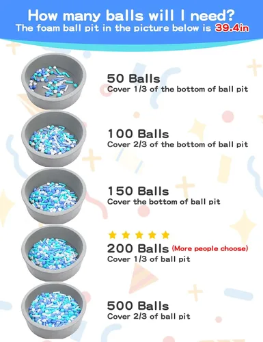 Vista 5 de Bolas para piscina de bolas STARBOLO para niños pequeños - Bolas de piscina de macaron a prueba de aplastamiento de plástico para niños pequeños