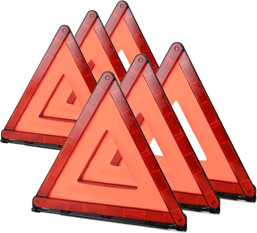 Vista 7 de Triángulos de advertencia de emergencia, paquete de 3 con embalaje plegable, kit de advertencia triangular reflectante de advertencia, triángulo