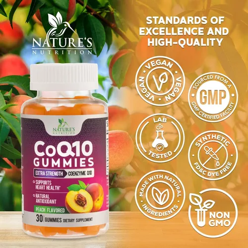 Vista 4 de CoQ10 - Gomitas Coenzima Q10 100 mg por porción, 3 veces de fuerza, alta absorción, suplementos antioxidantes para apoyo a la salud cardíaca