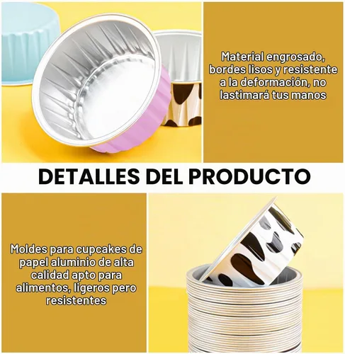 Vista 3 de RETON - 100 tazas para hornear de papel de aluminio, mini moldes