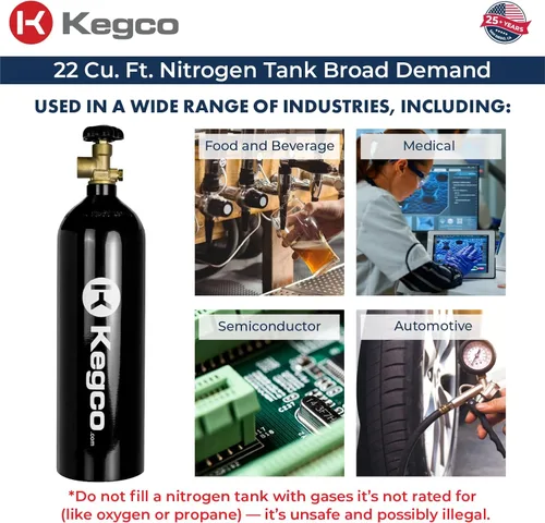Vista 7 de Kegco Tanque de aire de nitrógeno de 22 pies cúbicos - Cilindro de gas de aluminio de alta presión (vacío)