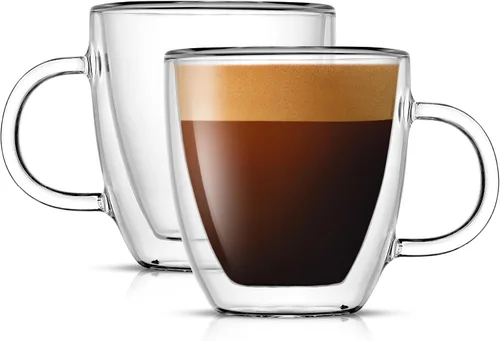 Vista 10 de JoyJolt Savor - Tazas de café de vidrio de doble pared aisladas (Set de 2) - 13.5 onzas