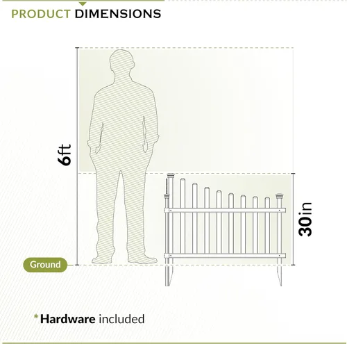 Vista 9 de Valla de jardín Zippity Outdoor Products ZP19007, valla de estacas de vinilo desarmada no requiere perforación en el suelo, 42 x 30 pulgadas