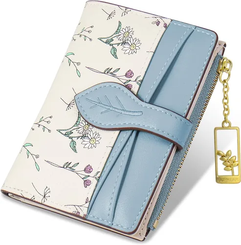 Vista 16 de Carteras para mujer - Bloqueo RFID - Pequeña billetera con flores, cuero PU suave, plegable, bolsillo con cremallera para monedas, tarjetero