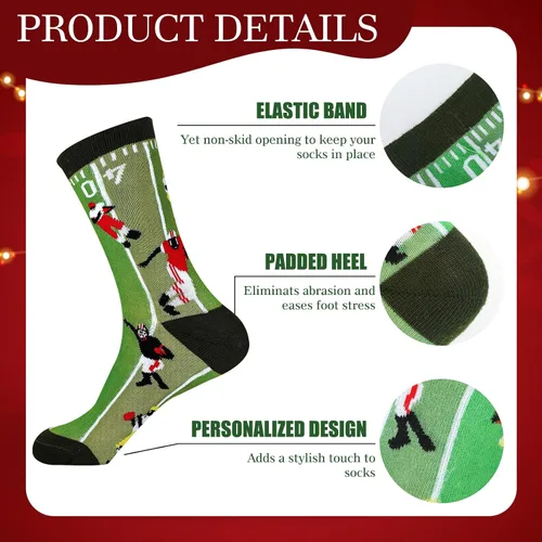 Vista 3 de 12 pares de calcetines de fútbol para niños, divertidos calcetines de fútbol para niños, regalos de béisbol para niños de 8 a 12 años, adolescentes