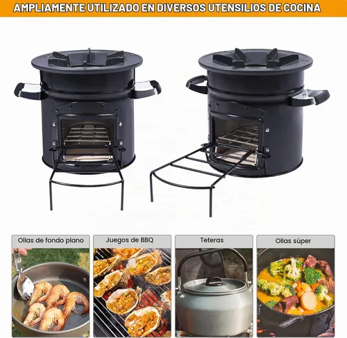 Vista 7 de Estufa de camping Lineslife Rocket de leña portátil para cocinar, estufa de madera para acampar al aire libre con bolsa de transporte