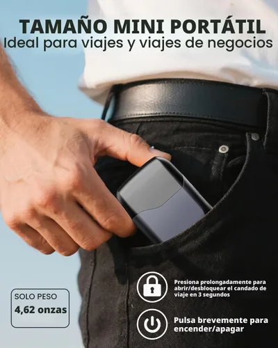 Vista 7 de Maquinilla de afeitar eléctrica para hombres, afeitadora de papel de aluminio para hombre, afeitadora de bolsillo para cara, 100% impermeable