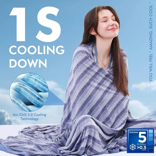 Vista 20 de Marchpower - Manta de enfriamiento para niños que duermen con calor, manta de lana fresca Arc-Chill con diseño de doble cara, fibra de enfriamiento