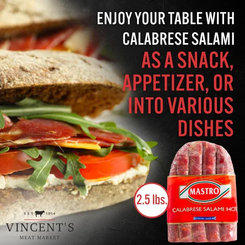 Vista 5 de Vincent's Meat Market - Salami italiano picante. Calabrese caliente plano, salami Soppressata. Ideal para delicias de embutidos, sabores de calidad