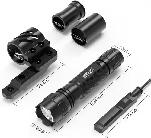 Vista 6 de Feyachi FL14-MB, linterna de 1200 lúmenes, LED, color negro mate, con montaje de linterna y interruptor de presión incluidos