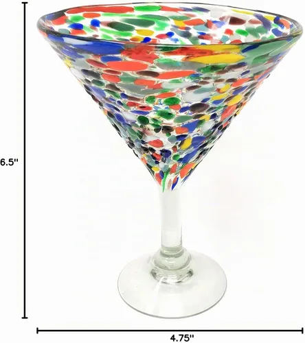 Vista 8 de Juego de 4 vasos de Margarita modernos soplados a mano - Confetti Rock (12 onzas)