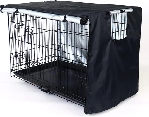 Vista 6 de kefit Funda para jaula de perro de 24 pulgadas, funda para jaula de perro de alambre, color negro
