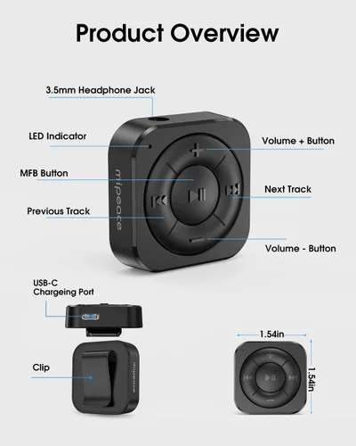 Vista 5 de MIPEACE Receptor de audio Bluetooth 5.3 para auriculares con cable, coche y altavoces, adaptador de auriculares Bluetooth con micrófono integrado