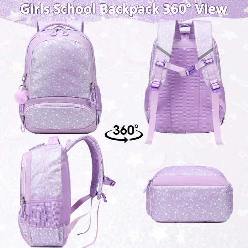 Vista 87 de Juego de mochila para niñas y adolescentes, mochila escolar para niños con bolsa para el almuerzo, estuche para lápices, mochilas escolares
