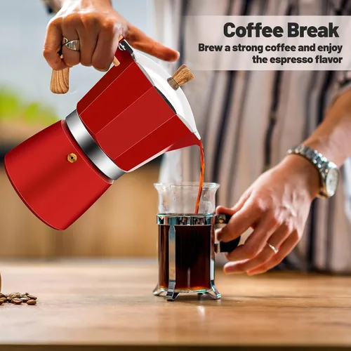 Vista 45 de Cafetera clásica de aluminio para 3 tazas Azul