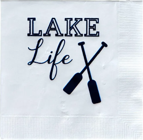 Vista 2 de Funky Junque Dicho decorativo desechable de celebración - 25 Lake Life (blanco/azul marino)