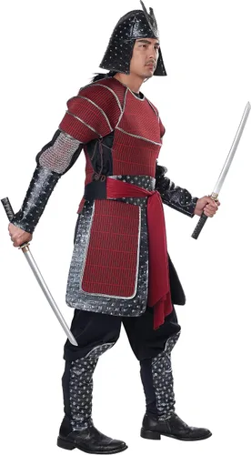 Vista 2 de Disfraz de guerrero samurái para hombre, Rojo