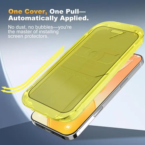 Vista 4 de Fotbor [Paquete de 3] Protector de pantalla de privacidad compatible con iPhone 16 Pro Max, vidrio templado antiespía de 4 vías de 360° con bandeja