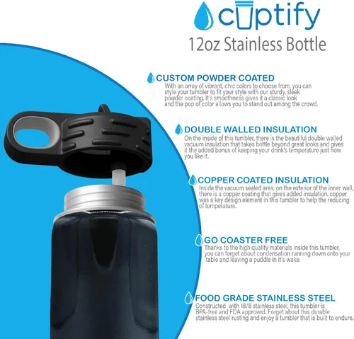 Vista 74 de Cuptify Botella de agua para niños personalizada con nombre en botella de agua aislada con anillo brillante verde de 12 onzas Verde brillante