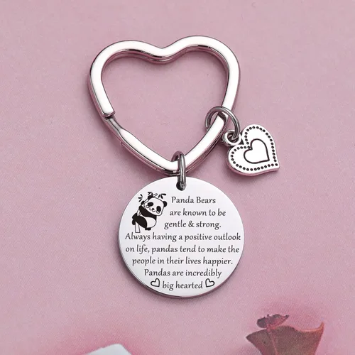 Vista 2 de JIUSHUN Llavero con diseño de oso de panda para amantes de los animales, regalo de panda, llavero de oso de panda y oso de panda para veterinarios