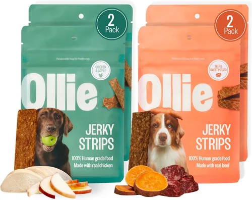 Vista 11 de Ollie Golosinas para Perros de Carne de Res y Batata Dulce Tipo Jerky, Paquete de 5 oz de 1, Completamente Naturales, Bocadillos Saludables, Hechas