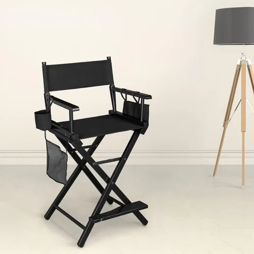 Vista 6 de mefeir Silla de director mediana y alta de 24 pulgadas de altura, maquillaje de artista plegable con cubierta de repuesto, bolsas laterales