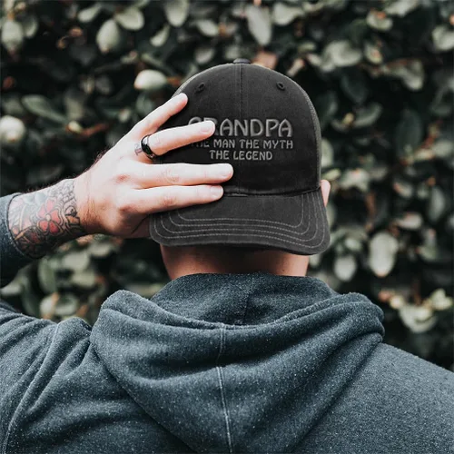 Vista 2 de Hombre del abuelo de encargo de la gorra de béisbol del algodón, mito, malla suave del algodón del bordado