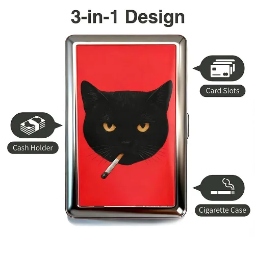 Vista 3 de Estuche para cigarrillos de metal versátil vintage 2026 con fácil cierre, tarjeta versátil de estilo vintage y estuche para efectivo, elegante