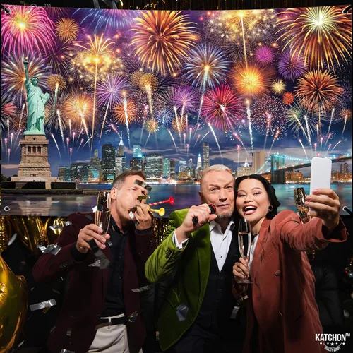 Vista 7 de KatchOn, Cartel XtraLarge de feliz año nuevo – 72 x 44 pulgadas Fondo de fuegos artificiales de Año Nuevo 2026 Decoraciones de Año Nuevo 2026