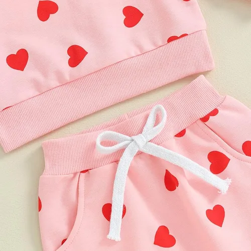 Vista 5 de Amiblvowa Conjunto de sudadera de manga larga para el día de San Valentín para bebé, niño, niña, ropa de cumpleaños