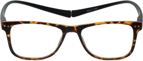 Vista 4 de Magz Astoria - Gafas de lectura cuadradas con luz azul + 1.50 Tortuga Hombres/Mujeres Cuello Colgantes Magnético Snap It Marco de Conexión Trasera
