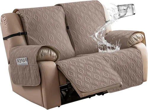 Vista 26 de Genina - Funda impermeable para sillón reclinable de dos plazas, funda antideslizante para sofá, funda para sofá reclinable de 2 plazas, funda