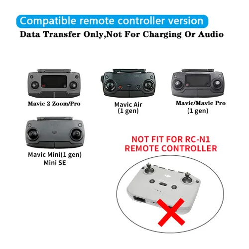 Vista 2 de Cable de control remoto Micro-AB a iOS de 8.15 pulgadas para DJI Mavic Mini/SE/Air/Pro Platinum, Mavic 2 Pro Zoom, cable de datos de teléfono RC