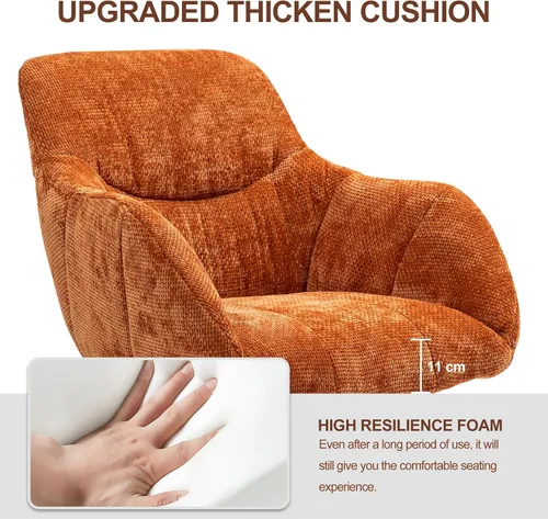 Vista 3 de Sillas de escritorio de oficina en casa, silla giratoria pequeña para computadora con ruedas, silla de tocador tapizada, silla de oficina