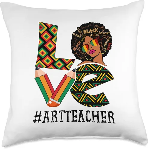 Vista 4 de Art Teacher Afro Love African American Black History Month Throw Pillow