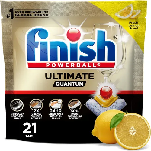 Vista 18 de Finish Ultimate Infinity Shine - Cápsulas para lavavajillas, detergente sin necesidad de pre-enjuague, elimina manchas quemadas, con Protector
