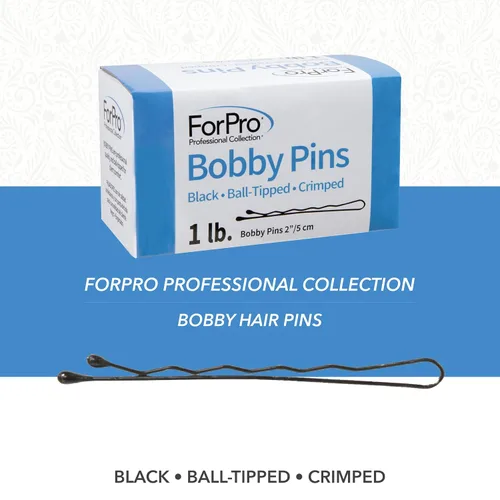 Vista 4 de ForPro Professional Collection Bobby Pins (400 unidades aproximadamente), negro, 2 pulgadas de largo, con punta de bola, rizado, antideslizante,