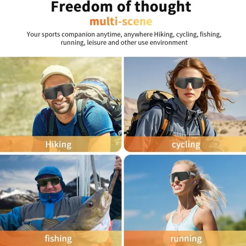 Vista 6 de Sports Bluetooth Glasses,Cycling Bluetooth Sunglasses Premium Smart Glasses with UV Protection, Open-Ear Speakers
