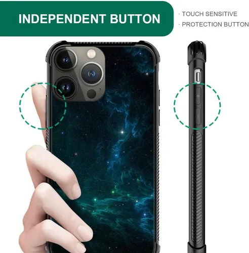 Vista 4 de CARLOCA Funda compatible con iPhone 15, increíble patrón de luz espacial nebulosa para niñas y niños, ultra protección, a prueba de golpes
