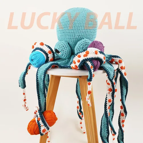 Vista 7 de LUCKY BALL Hilo para ganchillo, 3.53 oz/109 yardas, 70% algodón, 30% nailon, #5, hilo de tubo voluminoso para tejer, para bolsos, sombreros