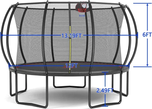 Vista 2 de SkyBound Trampolín con postes acolchados de seguridad curvos – Trampolines grandes aprobados por ASTM para exteriores para niños y adultos