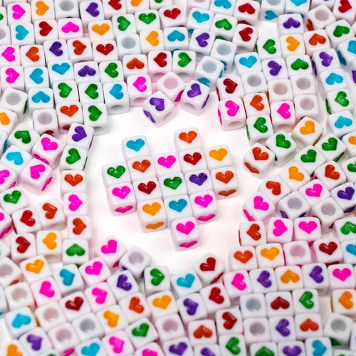 Vista 8 de Melius 500 cuentas acrílicas de corazón para pulseras, joyería, manualidades (4 x 7 redondas, corazón dorado)
