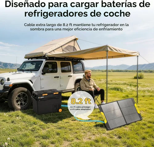 Vista 4 de El panel solar portátil BougeRV 100W, tipo N plegable fibra de vidrio del cargador solar 100W Solar Panel, Fiberglass Layer, Foldable Charging