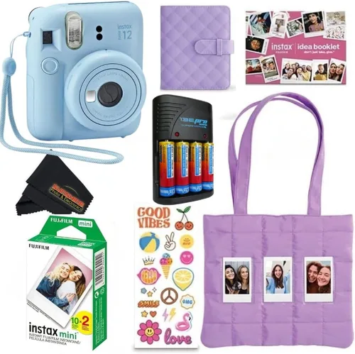 Vista 15 de Fujifilm INSTAX MINI 12 Blue Bundle 2025 (2 paquetes individuales (20 hojas), morado lila